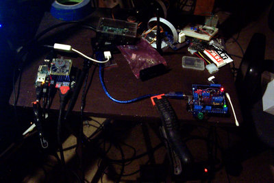 Dev setup, with some LEDs pretending to be solenoids.