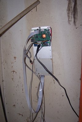 Doesn't take much. This one had been used for something else, and I left the down-switcher board on there and used a 12v wall wart, just because - no extra work to do it.  Just hanging on a screw on the wall.