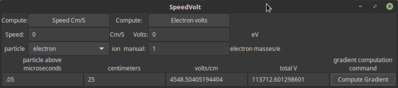 A little gui to calculate various speed/volt/mass ratio stuff.  I think it's online here somewhere as speedvolt, if not, ask and I'll  put it up.  Perl_gtk3 program.