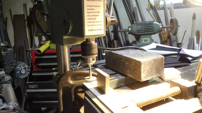 Overall jig.  Block with cutout for setting stick-up.