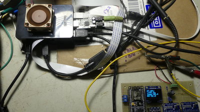 Here's the dev box, with a fan I added.