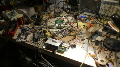 The winter electronix bodge bench. This one's in an always-heated space...