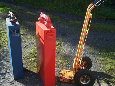 Two of the bank with a truck - before (blue) &amp;  After (red)